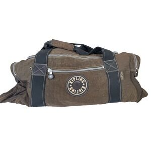 Vintage Y2K Kipling 30" Brown Nylon Weekender Duffle Bag With Adjustable Strap